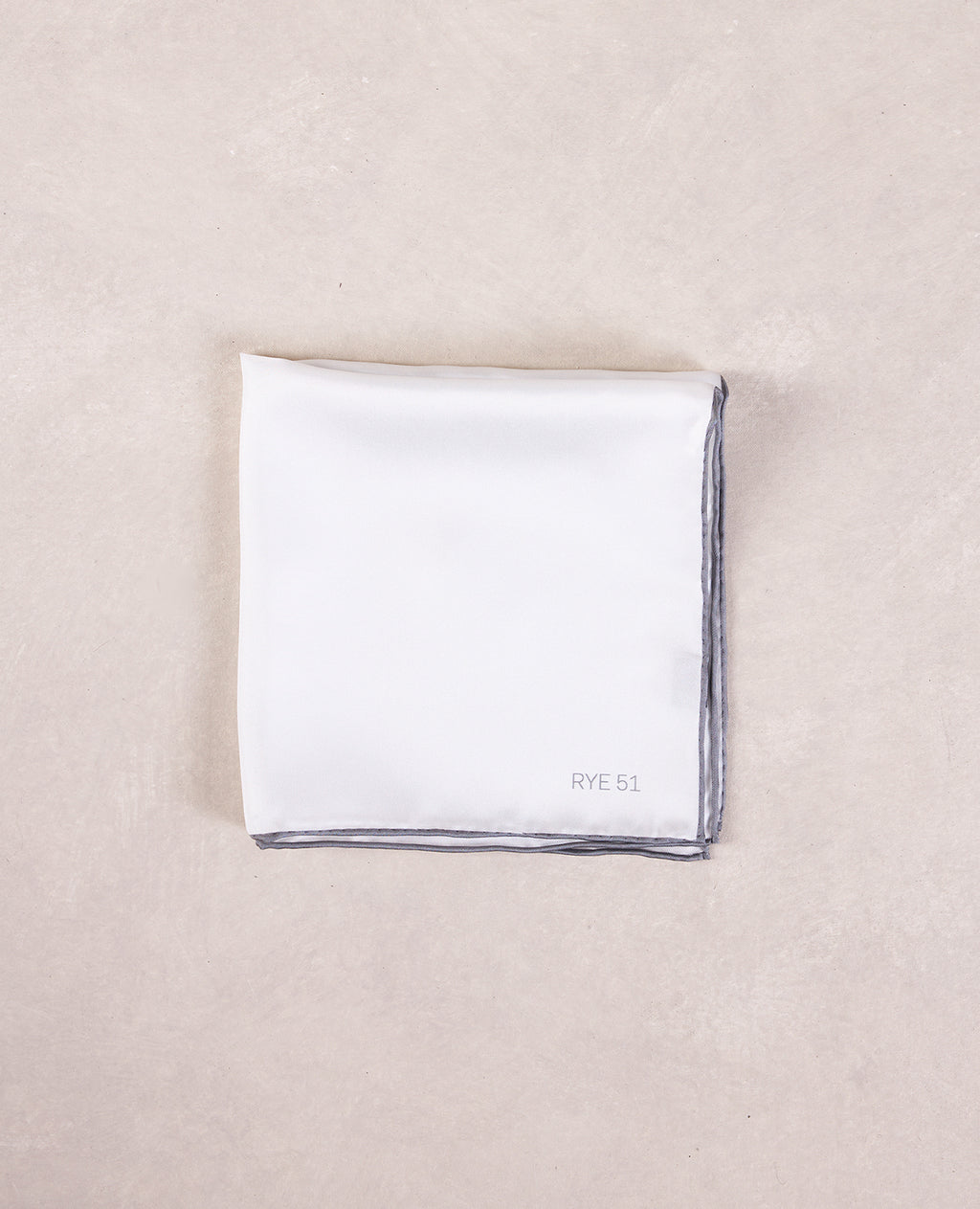 The Silk Pocket Square - 100% Silk Pocket Square - Solid White w/ Contrast Grey Trim